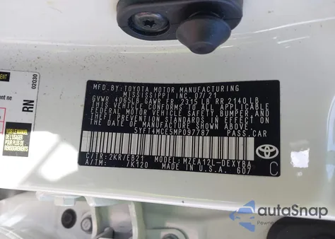 2021 Toyota Corolla Xse z USA, uszkodzony, nr VIN 5YFT4MCE5MP097787